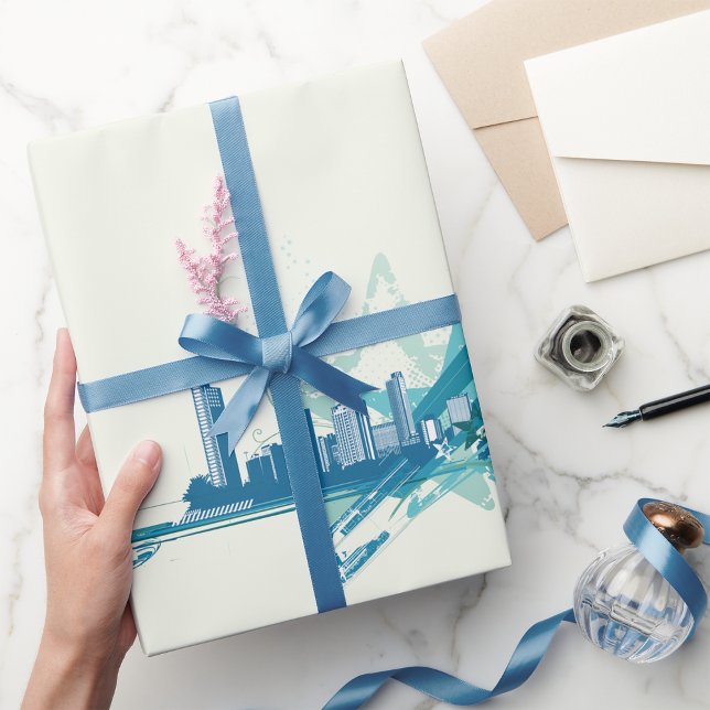Urban Cityscape Wrapping Papper Presentpapper (Skapare uppladdad)