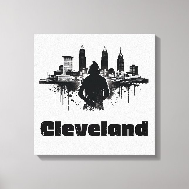 Urban Cleveland Skyline Premium Canvas Art (Framsida)