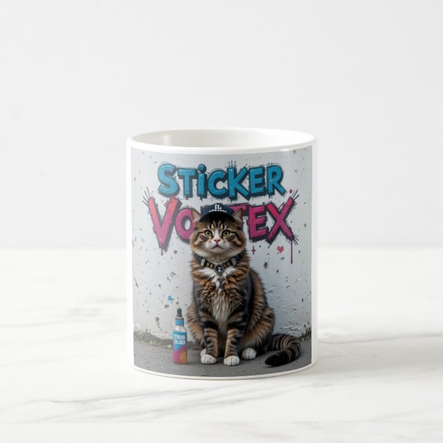 Urban Coola Cat Graffiti Mugg - Stil Cat Art (Center)