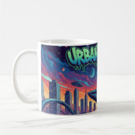 Urban Cosmos Graffiti Spaceship Futuristic Neon Kaffemugg