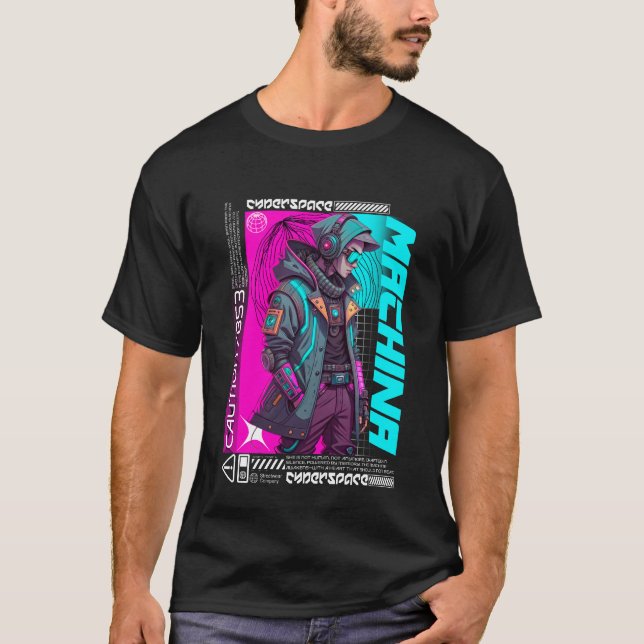 Urban Cyberpunk Streetwear Machina Futuristiska Te T Shirt (Framsida)