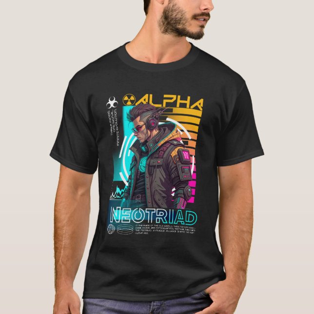 Urban Cyberpunk Streetwear Neotriad | Futuristiska T Shirt (Framsida)