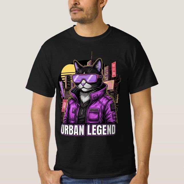Urban CyberSamurai Retro Streetwear GraphiT-Shirt T Shirt (Framsida)