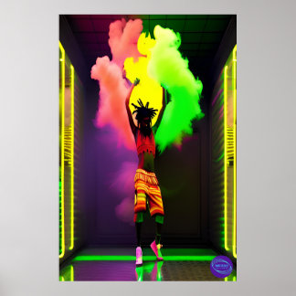 URBAN DANCER IN NEON ROKE POSTER
