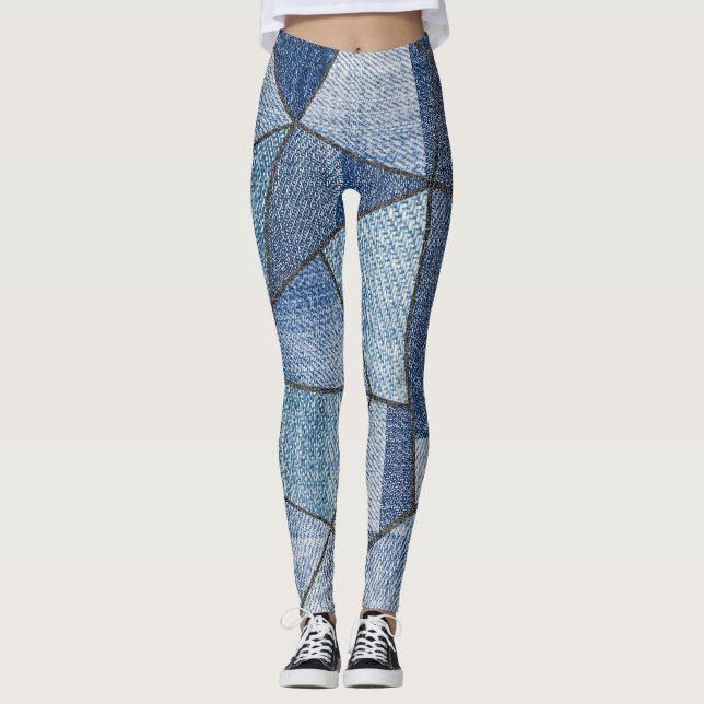 Urban Denim: Utformning av utarmat lappverk Leggings (Framsida)