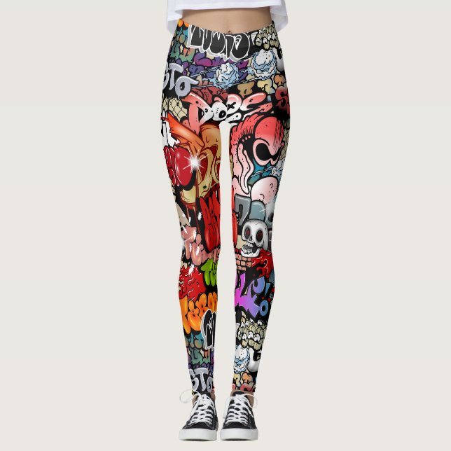 Urban dynamic street Art Graffiti art mönster Leggings (Framsida)