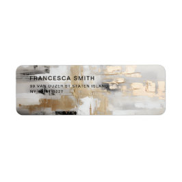 Urban Elegance: Abstrakt Fusion B & W & Guld Returadress Etikett