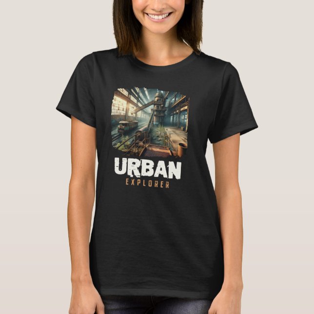 Urban Explorer, Old Byggnad URBEX, Abandoned City T Shirt (Framsida)