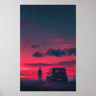 Urban Explorer Poster med en Person och SUV i PNG