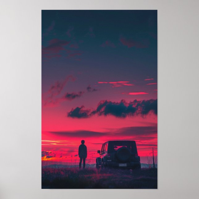 Urban Explorer Poster med en Person och SUV i PNG (Framsidan)