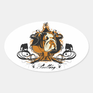 Urban Flourish English Bulldog Sticker Ovalt Klistermärke