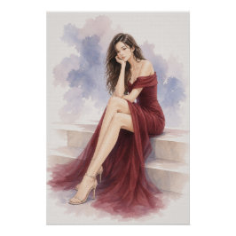 URBAN FLUID ELEGANCE — Crimson Harmony Poster Perfect Poster