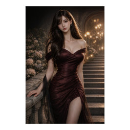 URBAN FLUID ELEGANCE — Crimson Reverie Poster Perfect Poster
