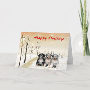 Urban för julkort i australian shepherd helgkort