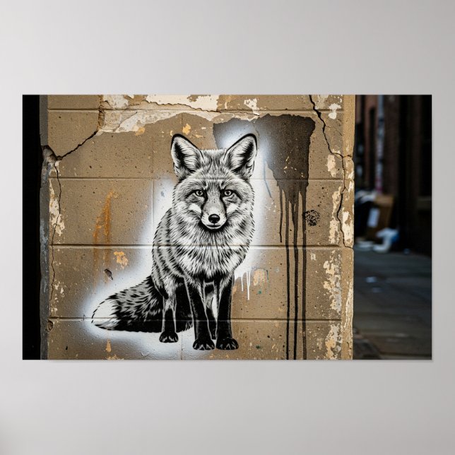 Urban Fox Stencil Poster (Framsidan)