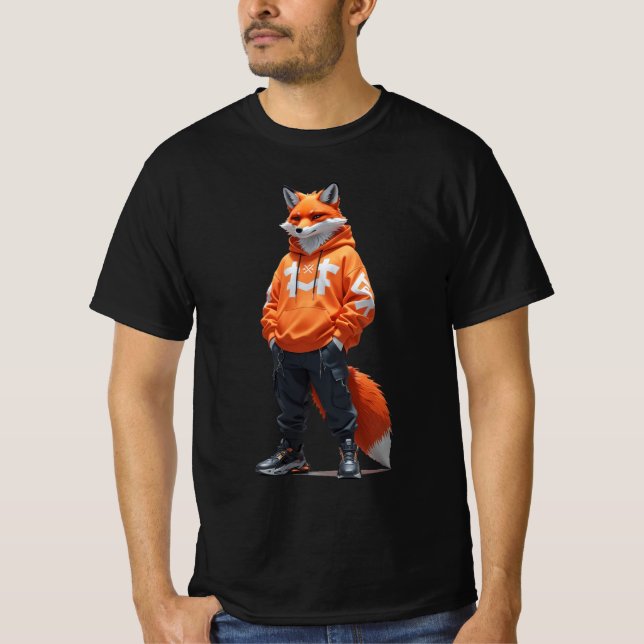 Urban Fox Vibes - Futuristiska Streetwear Design T Shirt (Framsida)