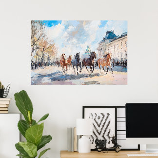 Urban Gallop Horses i Rörelse Art Art Poster