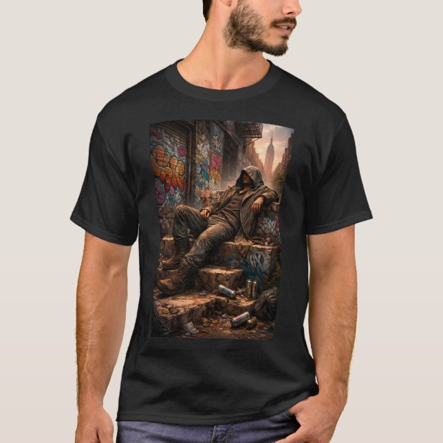 Urban gata liv Graffiti Väggkonst T Shirt (Framsida)