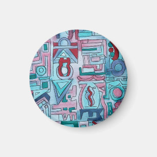 Urban gata Två-Funky Abstrakt Geometrisk Konst Magnet