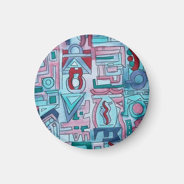 Urban gata Två-Funky Abstrakt Geometrisk Konst Magnet (Framsidan)