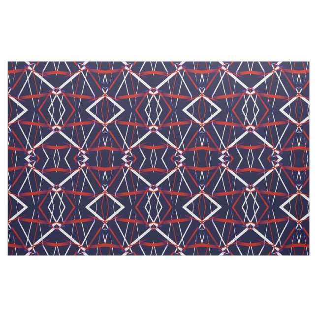 Urban geometri blå vit röd tyg (Fat Quarter)