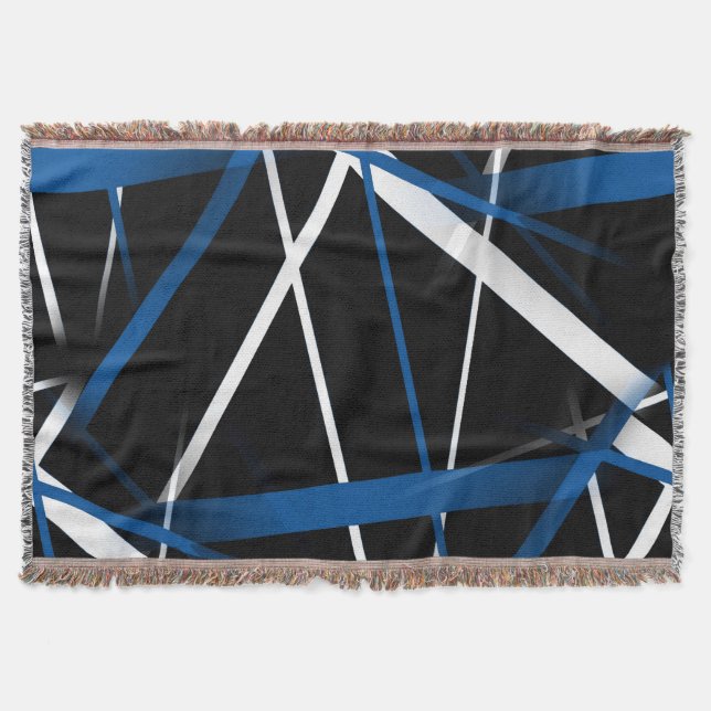Urban geometri svart vit blå filt (Framsidan)
