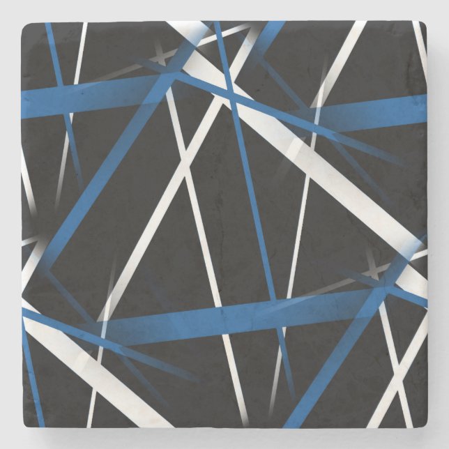 Urban geometri svart vit blå stenunderlägg (Framsidan)