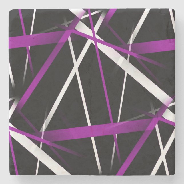 Urban geometri svart vit lila stenunderlägg (Framsidan)