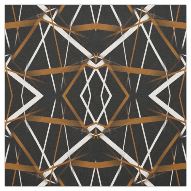 Urban geometri svart vit Sienna-brun Tyg (Provkarta)