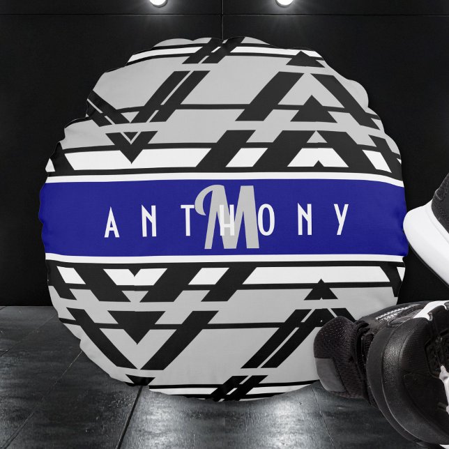 Urban Geometric Teen Room Personalized Rund Kudde (Skapare uppladdad)