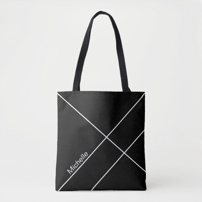 Urban Geometrisk Svart Monogram Tygkasse (Framsida)