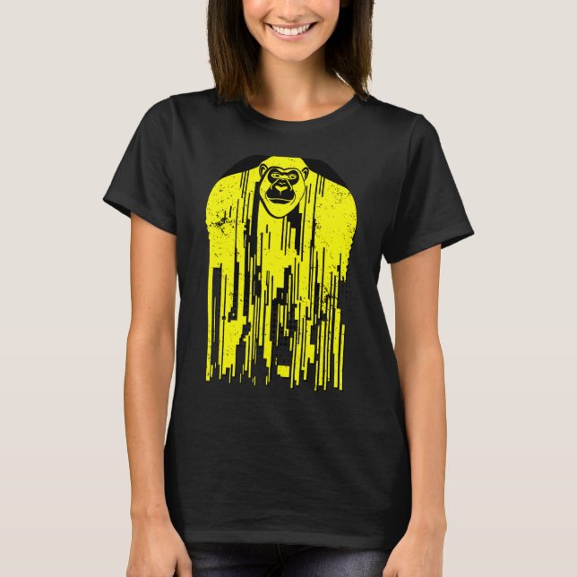 Urban Gorilla Ape Monkey Black & Gult Abstrakt G T Shirt (Framsida)