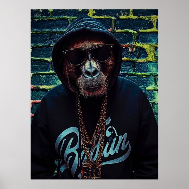 Urban Gorilla – Street Style Canvas Art Print Poster (Framsidan)