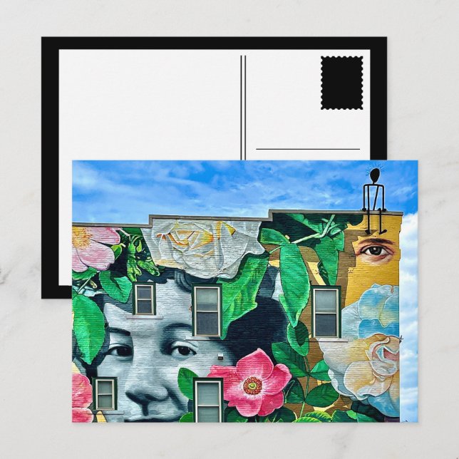 urban graffiti byggnad i dubuque vykort (Fram/baksida)