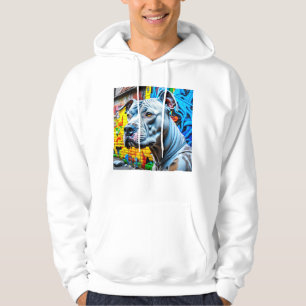 Urban Graffiti Gatukonst Vit Pitbull Älskare Hoodie