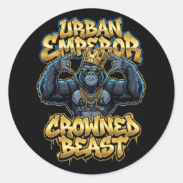 Urban Graffiti Gorilla Krönt Beast Väggkonst Runt Klistermärke