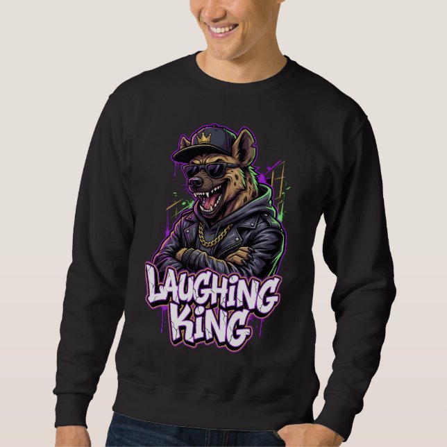 Urban Graffiti Hyena Laughing King Väggkonst Lång Ärmad Tröja (Framsida)