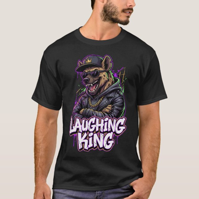 Urban Graffiti Hyena Laughing King Wall Art T Shirt (Framsida)