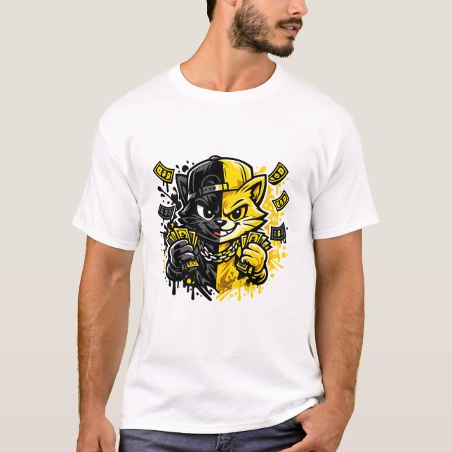 Urban Graffiti Kattdesign  T Shirt (Framsida)