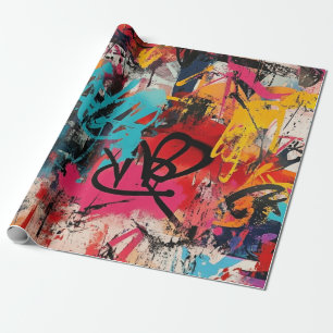 Urban graffiti-kollage med djärva färger  Måla (5) Presentpapper