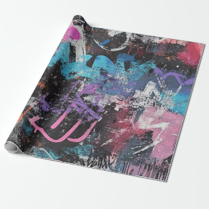 Urban graffiti-kollage med djärva färger Målning Presentpapper