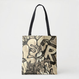 Urban Graffiti Sepia Stil Tote Bag Tygkasse