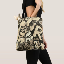 Urban Graffiti Sepia Stil Tote Bag Tygkasse