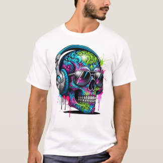 Urban Graffiti Skull DJ T Shirt