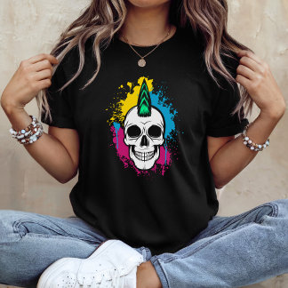 Urban Graffiti Skull with Mohawk T Shirt