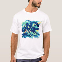 Urban Graffiti Splash – Blå & Teal Gatukonst 