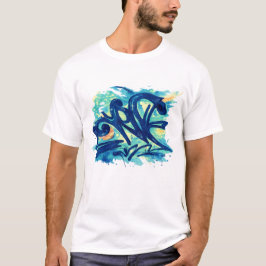Urban Graffiti Splash – Blå & Teal Gatukonst  T Shirt
