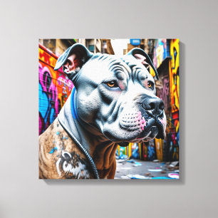 Urban Graffiti Street Art Brindle Pitbull Älskare Canvastryck