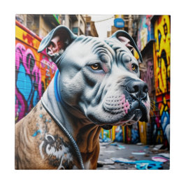 Urban Graffiti Street Art City Pitbull Älskare Kakelplatta