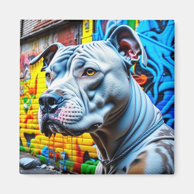 Urban Graffiti Street Art Pitbull Magnet (Framsidan)